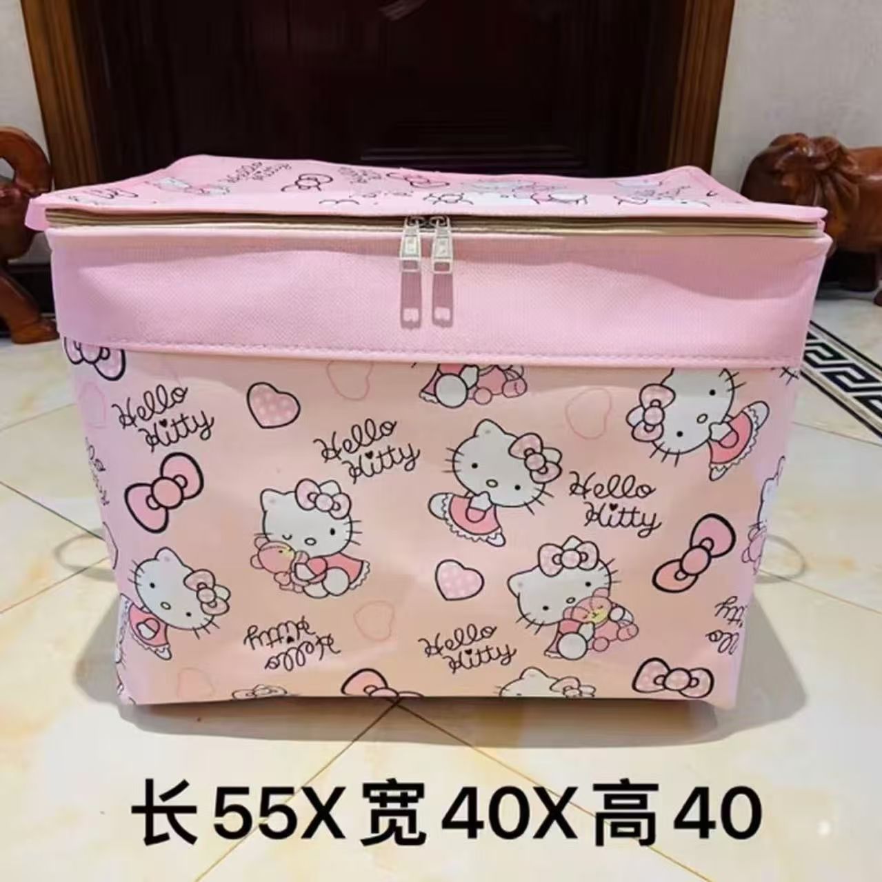 100L横版双拉链带钢圈防潮收纳箱衣物被子整理箱家用防尘储物箱