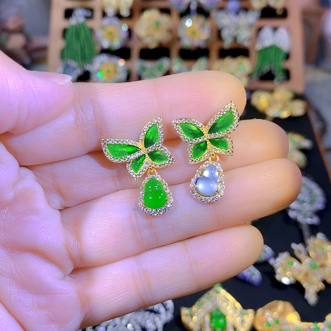 吊坠(不含链)银S925镶嵌翡翠