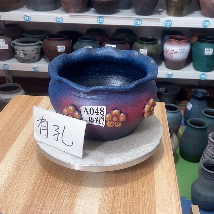 红陶手工制作工艺花盆