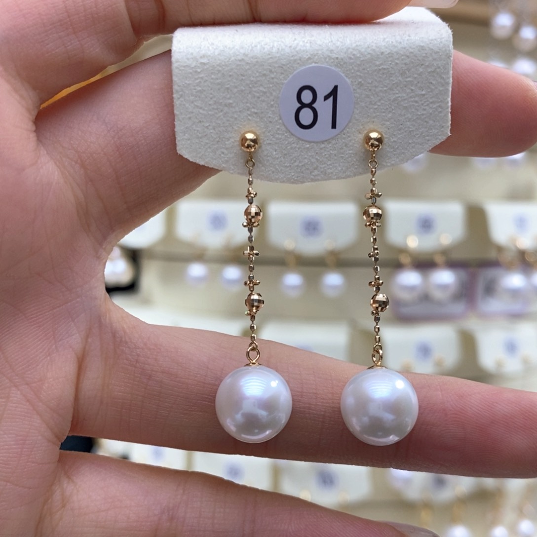 淡水珍珠耳饰18K金镶嵌