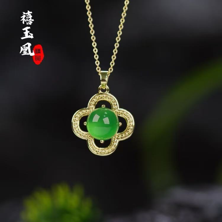 珠光宝气-光彩照人-高雅华贵-精美绝伦-设计款蛋面吊坠