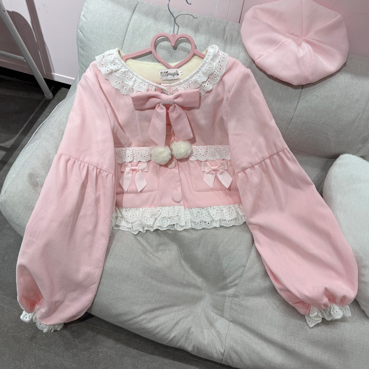 现货原创- 九月末-小个子春秋薄款灯芯绒外套Lolita泡泡袖短外套