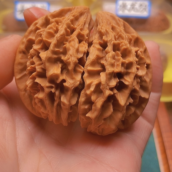 文玩核桃把件60全品招财鼠连体半壁