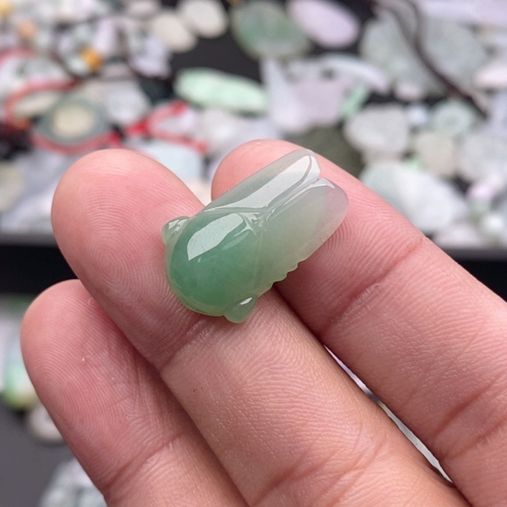 翡翠吊坠(不含链)银S925镶嵌鲸*