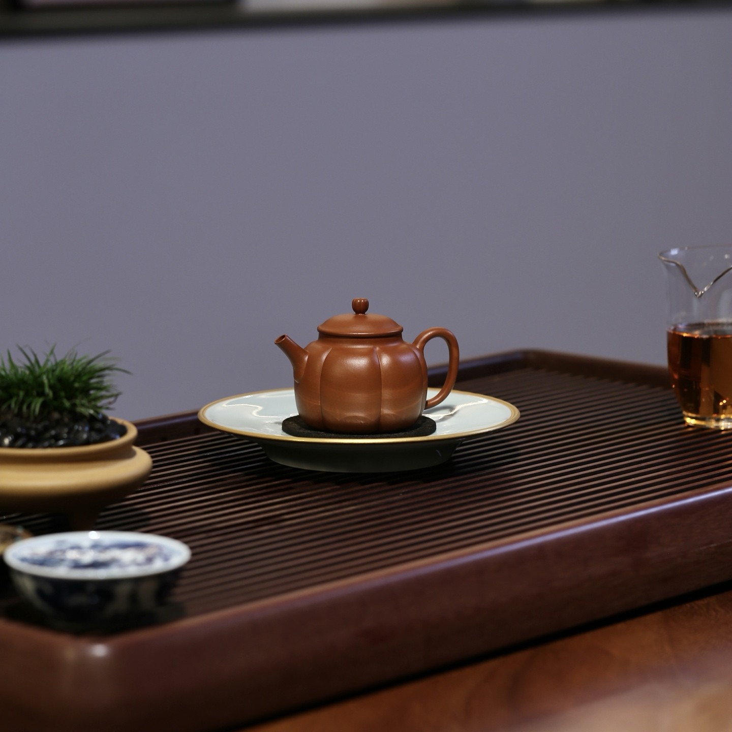 圆润小巧的朱泥『金瓜壶』泡高香型茶适合  许立全手抟制   150cc