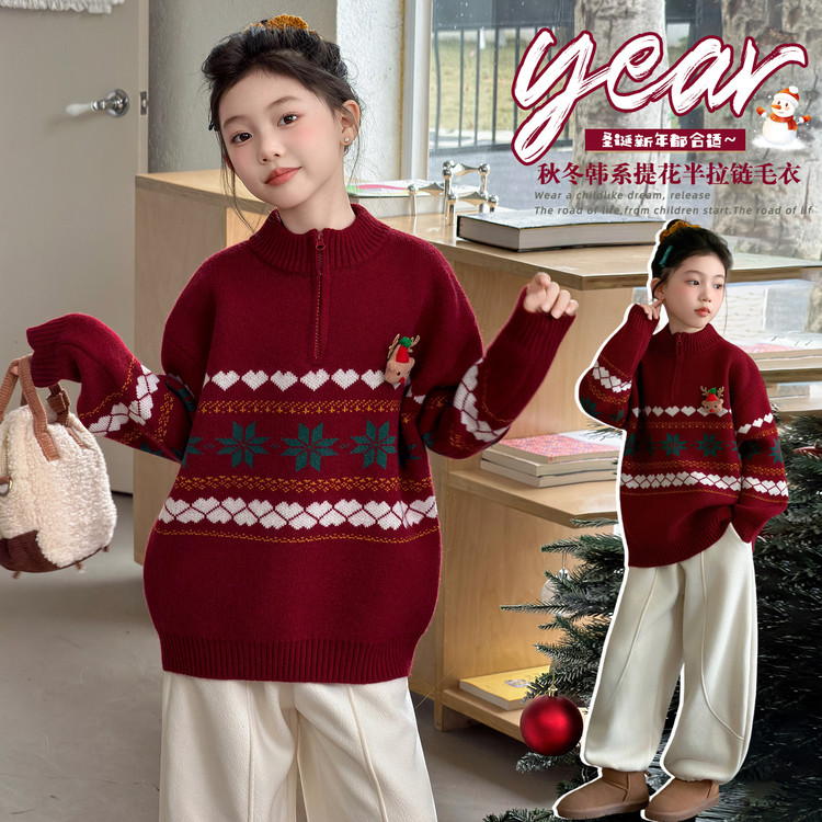 女童2025中大童毛衣休闲卡通动漫针织衫