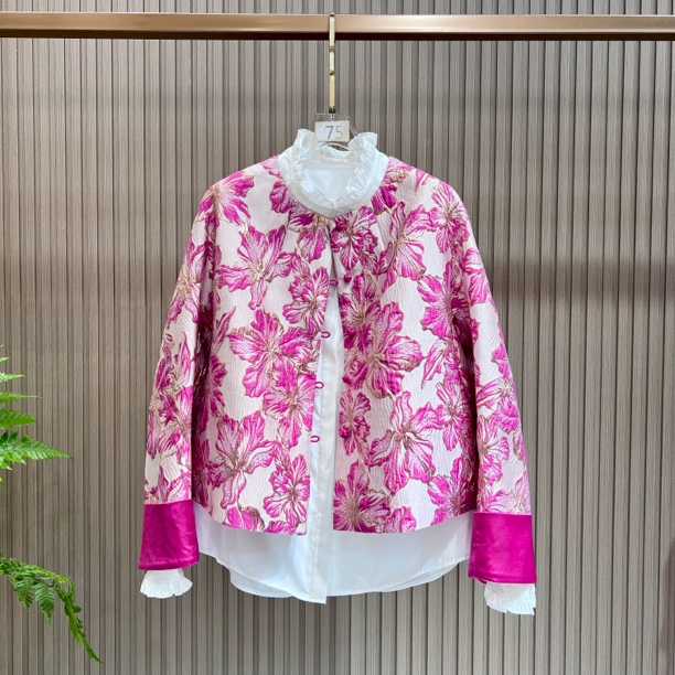 流金织梦 新中式国风新款秋冬女装重工提花短款洋气年轻款外套