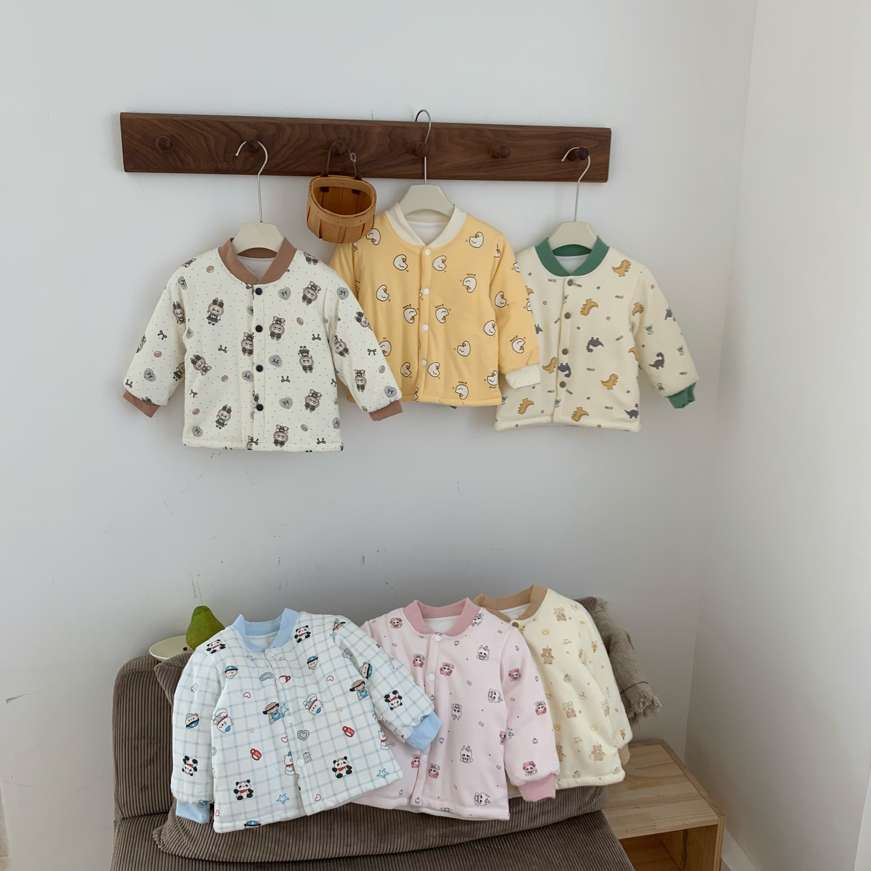 62009洹彩25年秋冬新款男女宝宝卡通印花童趣儿童小棉袄