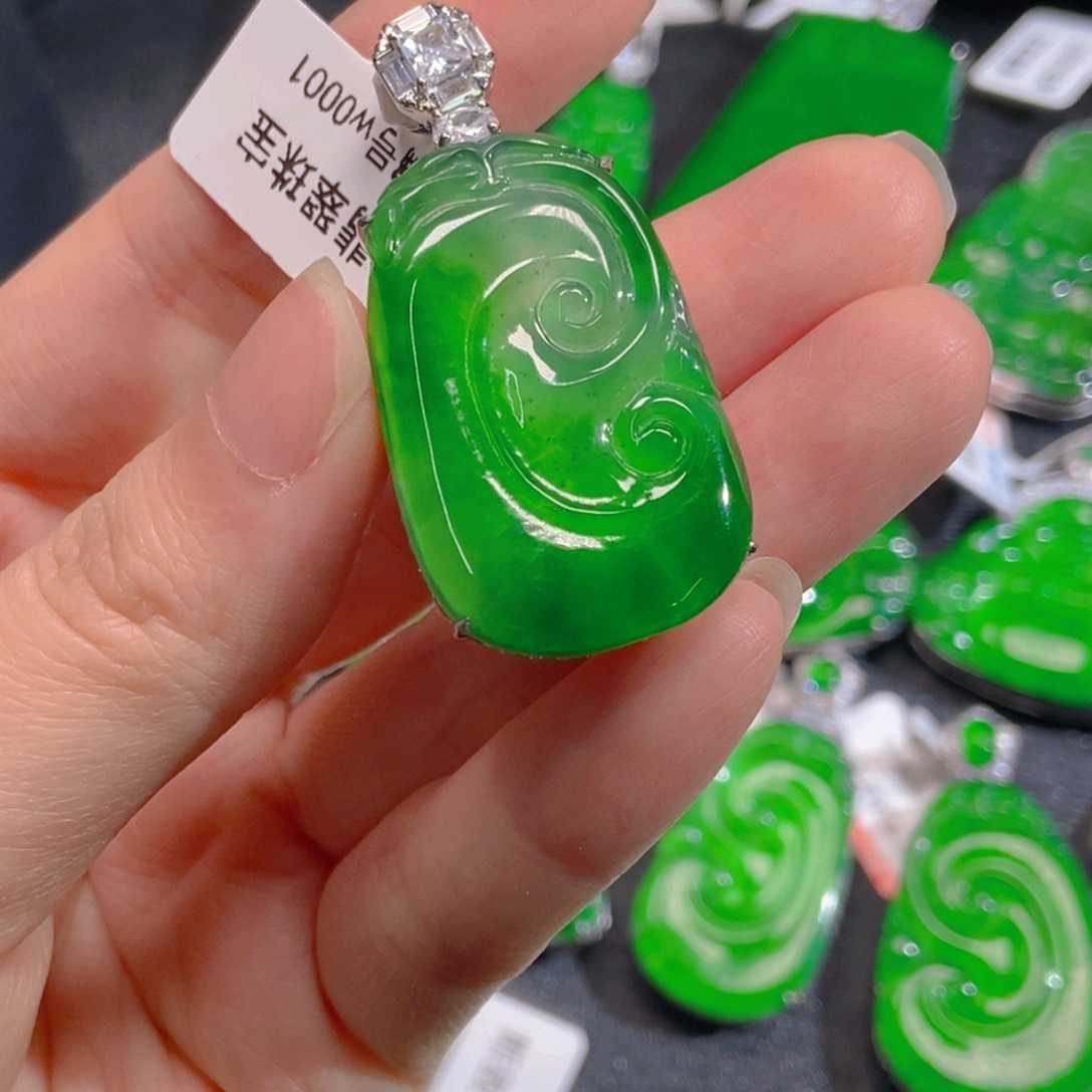 翡翠银S925镶嵌吊坠(不含链)