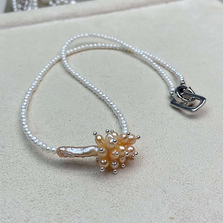 淡水珍珠颈饰银S925镶嵌