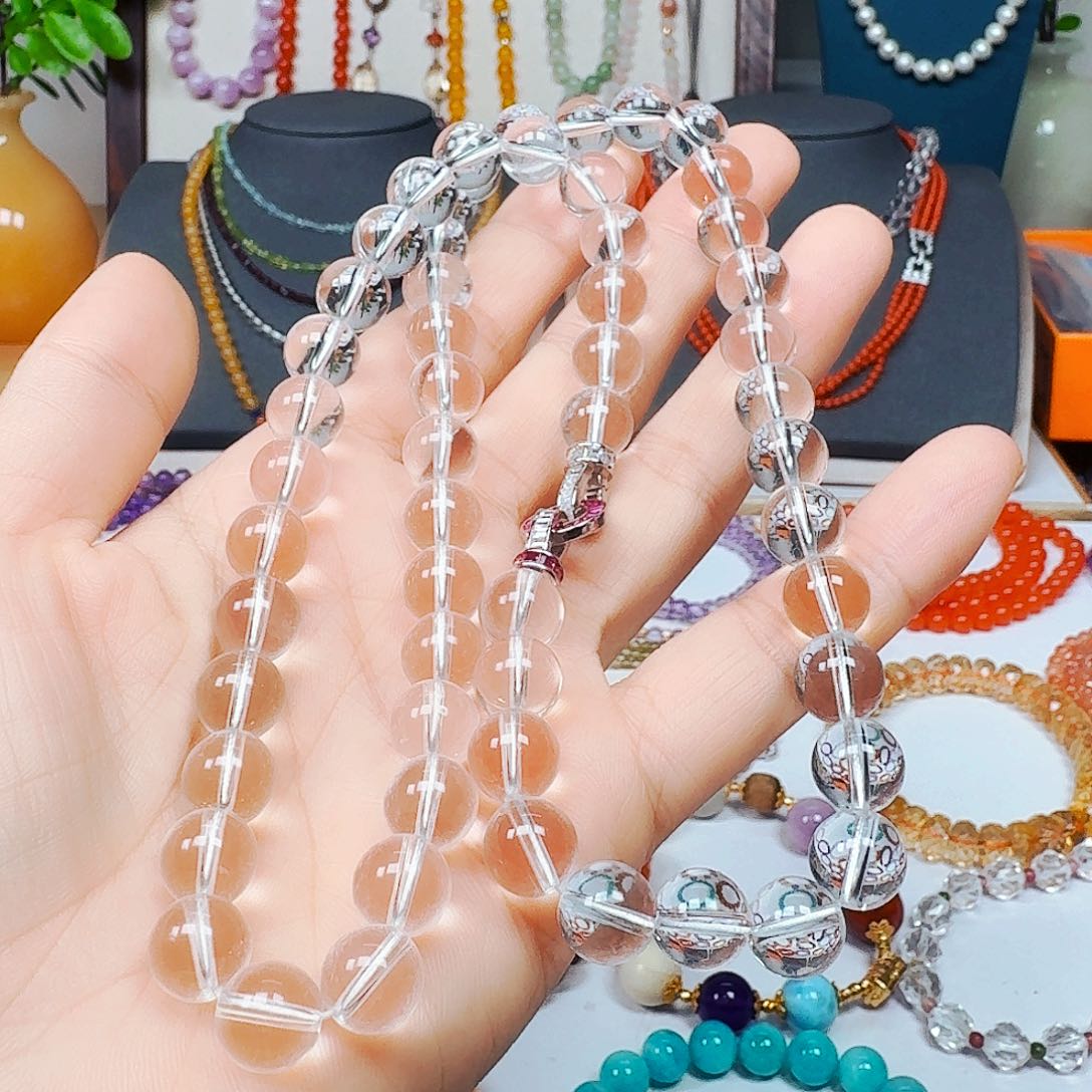 水晶颈饰银S925镶嵌白水晶