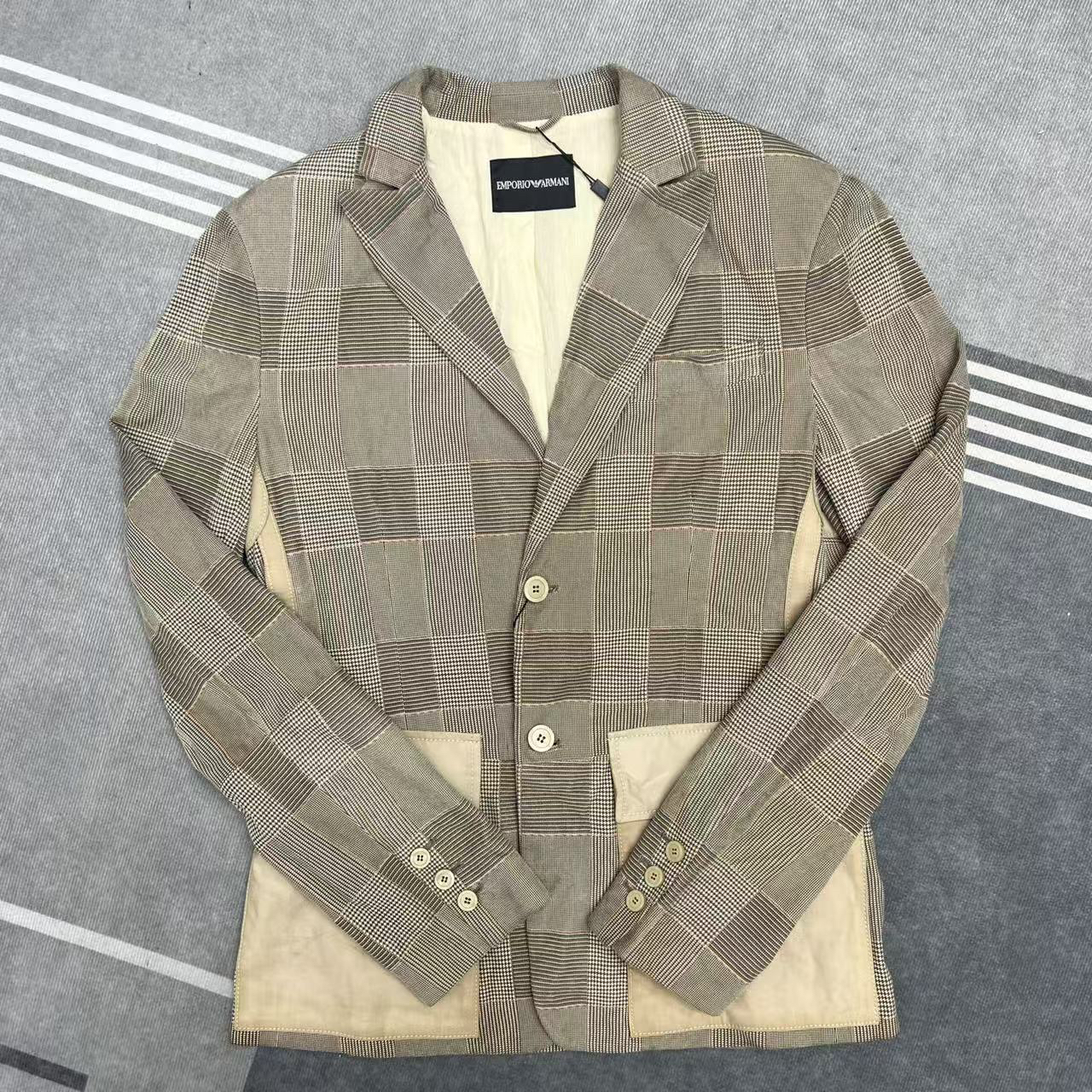 未使用 GIORGIO ARMANI/阿玛尼 西服棋盘格提花休闲西装时尚秋冬