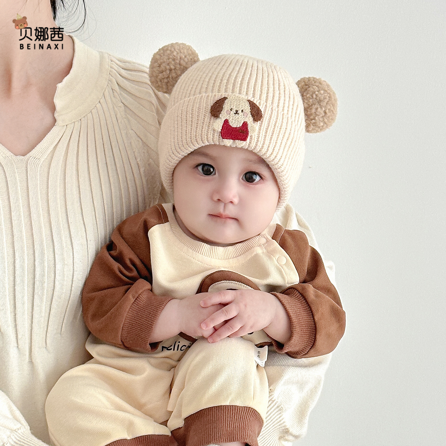 Beinaqian/贝娜茜婴儿帽子秋冬季宝宝男保暖护耳帽冬天韩版毛线帽