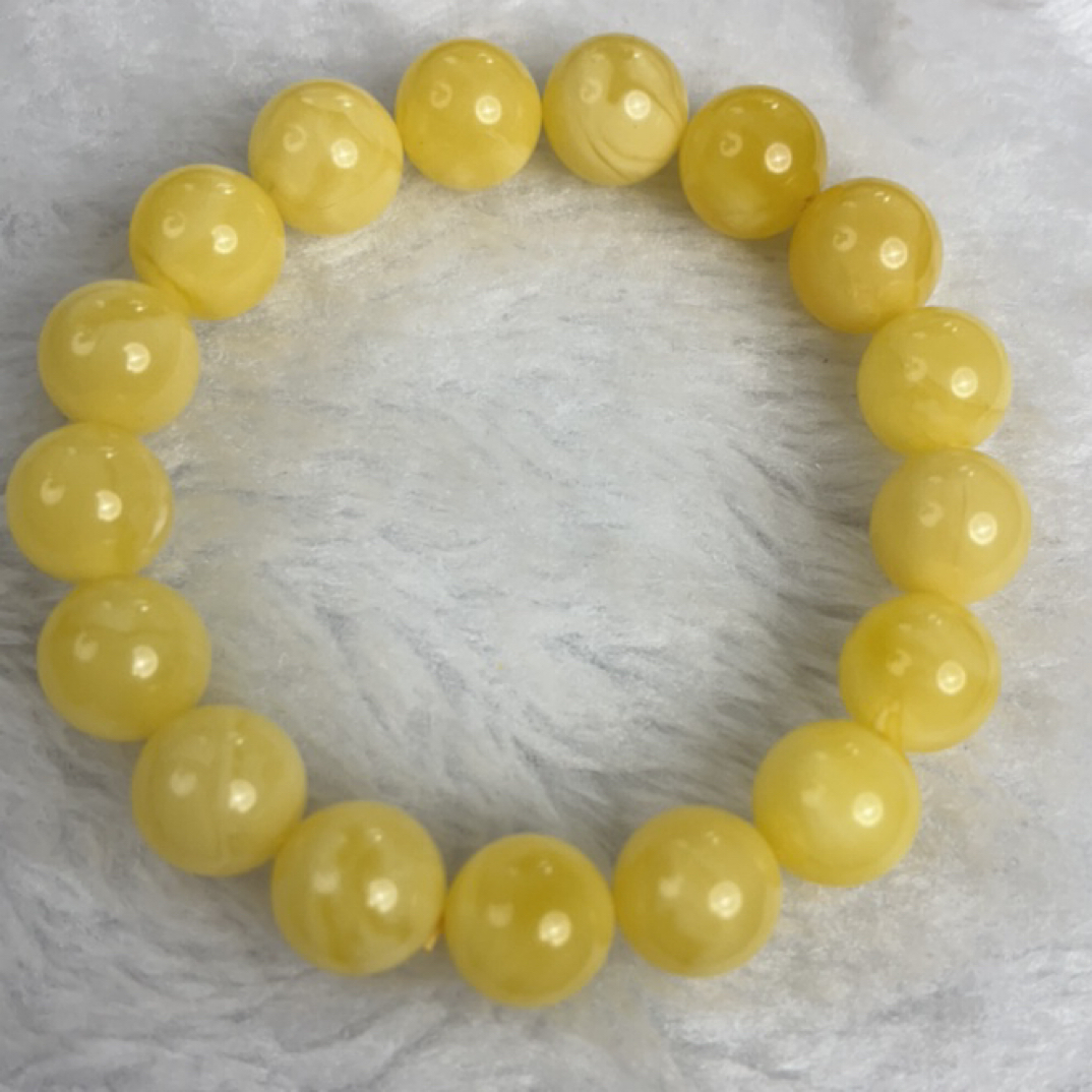 12mm+手串高品质满蜡妖花黄白花蜡蜜蜡手串适合男女收藏礼品