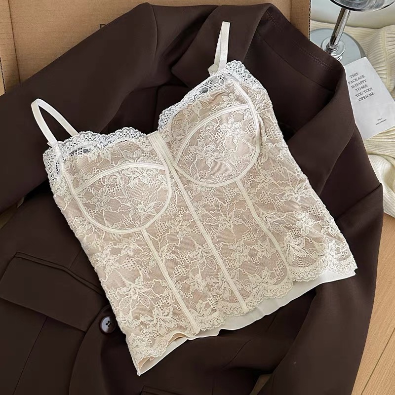 背心蕾丝甜美风秋冬百搭纯欲网红镂空纯色吊带----6100