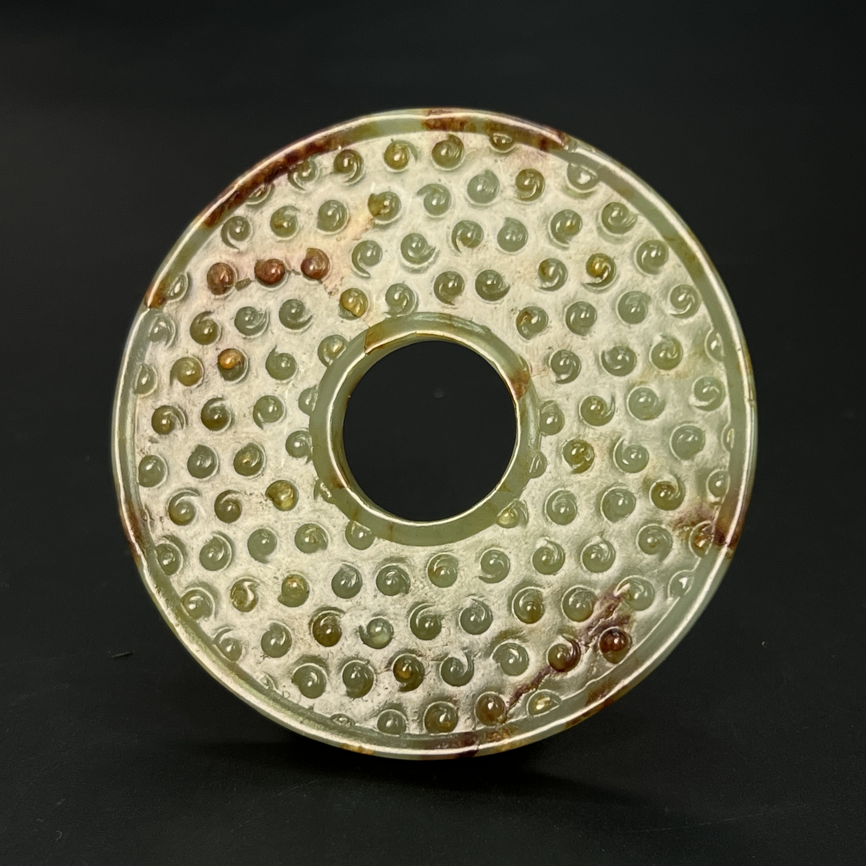 "晚清民国和田玉蝌蚪纹璧/ DL534287/ 古玩/收藏/德州文物"