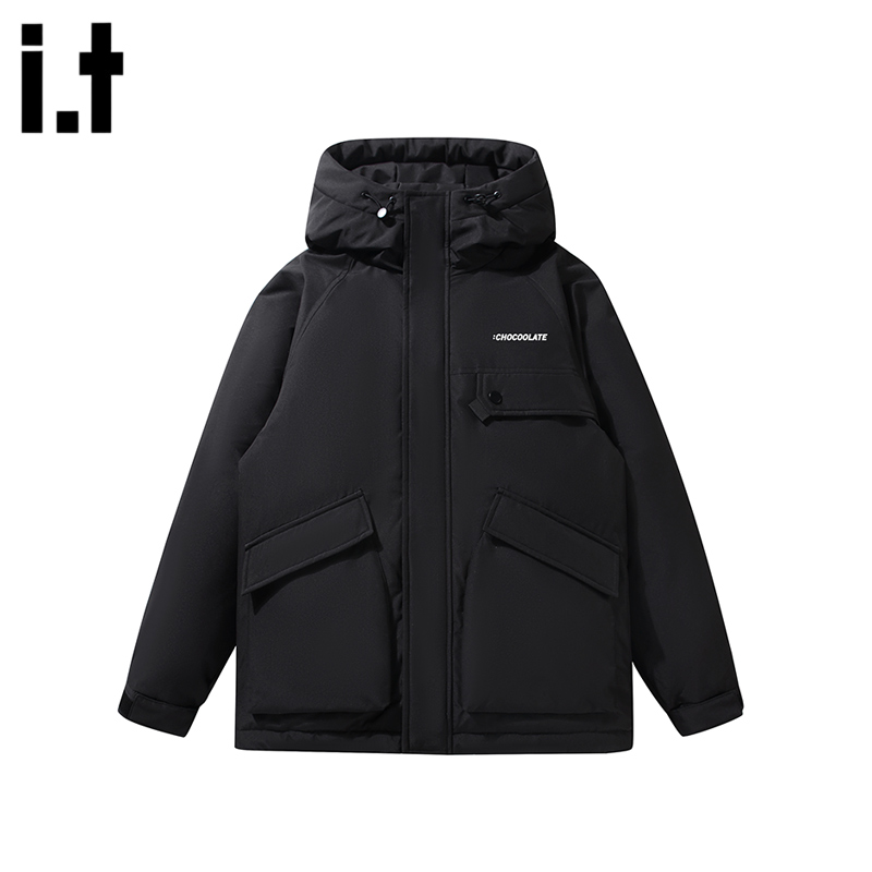 it:CHOCOOLATE 连帽休闲大口袋设计感羽绒服男士冬季保暖防寒外套