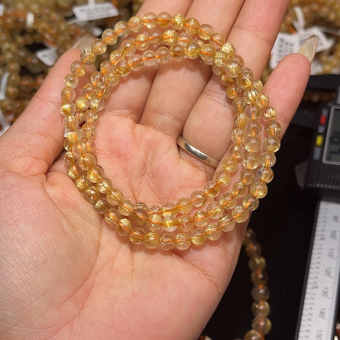 原***钧未镶嵌手串发晶金发晶三圈5+