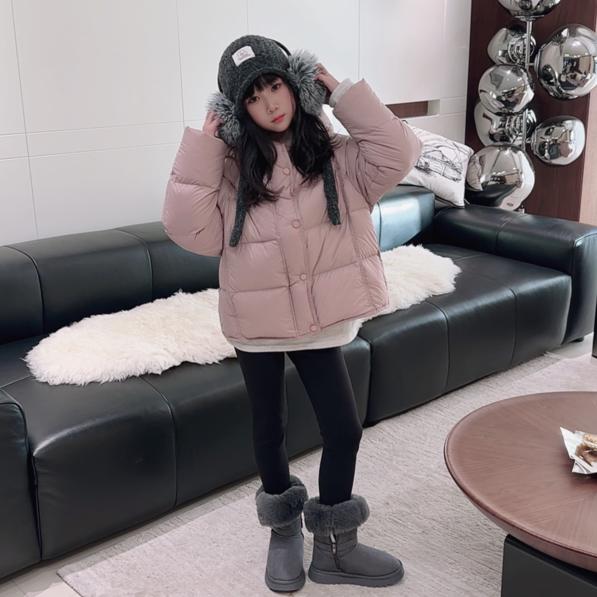 女童连帽羽绒服2025冬季新款中大童洋气加厚羽绒韩系时尚面包服潮