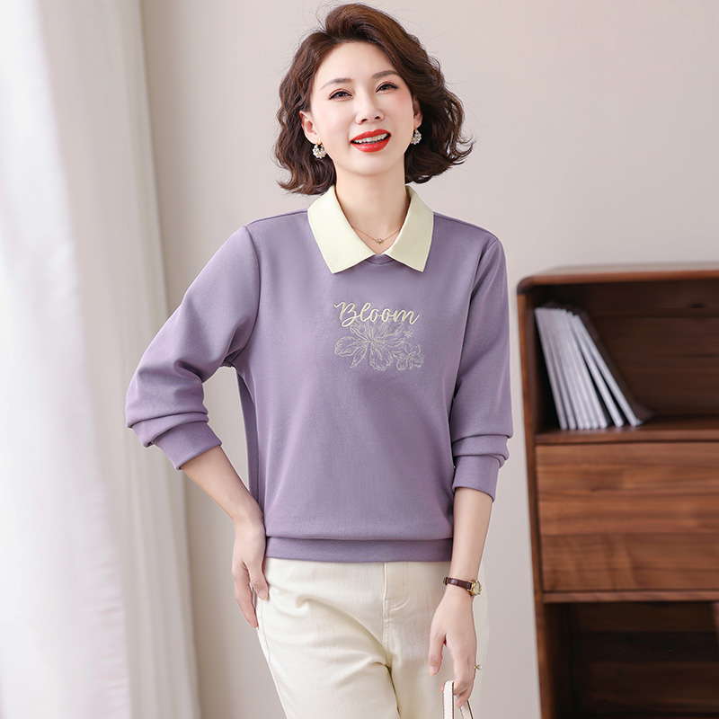 翻领卫衣女士假两件上衣2026新款春季宽松休闲polo衫洋气2026