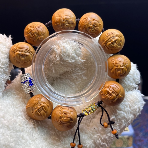 水晶核2.1手工雕刻好彩头 财神头橄榄核雕刻手串传统手工非遗收藏