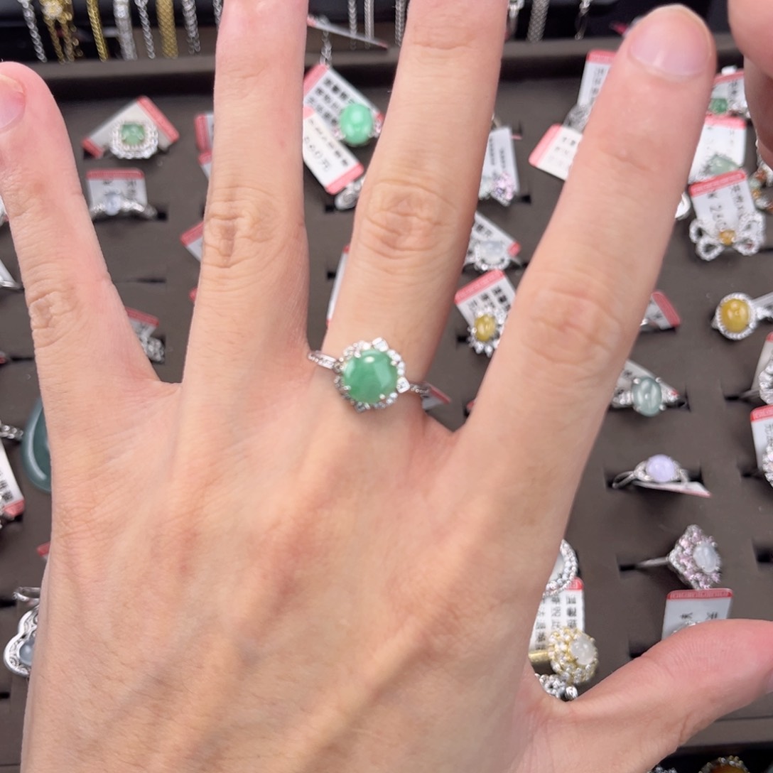 翡翠戒指银S925镶嵌njjnn