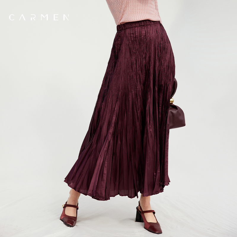 Carmen高端进口面料高腰半身裙女中长款25春季新款通勤百搭伞裙