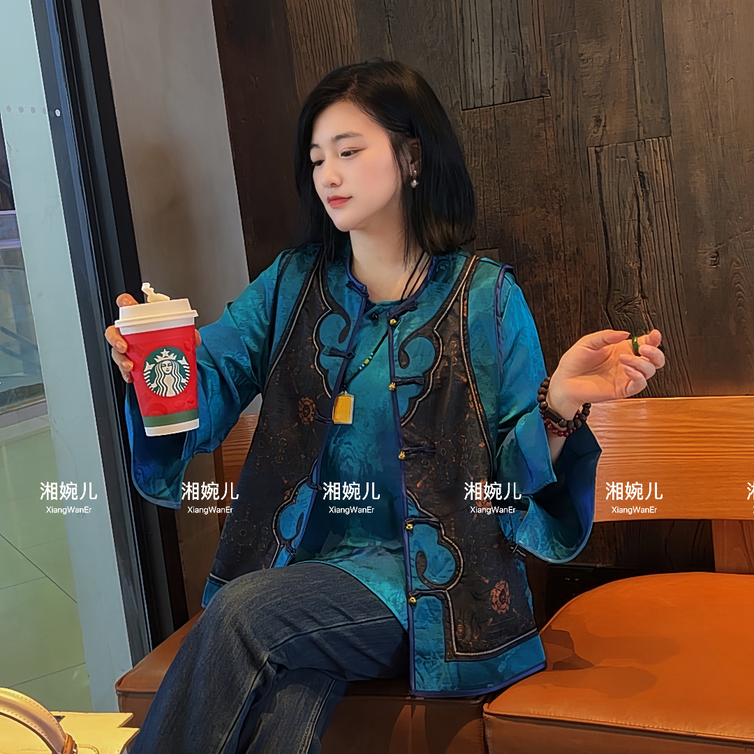 四季款新款『江南』新中式国风提花圆领精致显白百搭款马甲上衣女