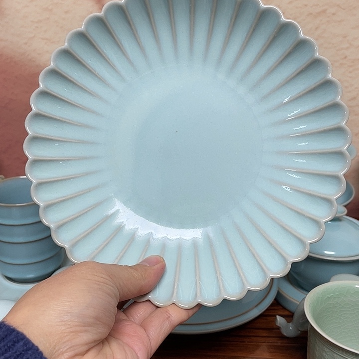 壶承天青菊花大盘18.5