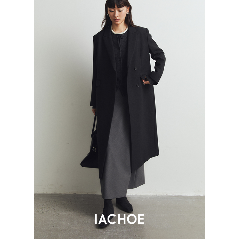 棉仓3521566001-西装领羊毛毛呢外套长款