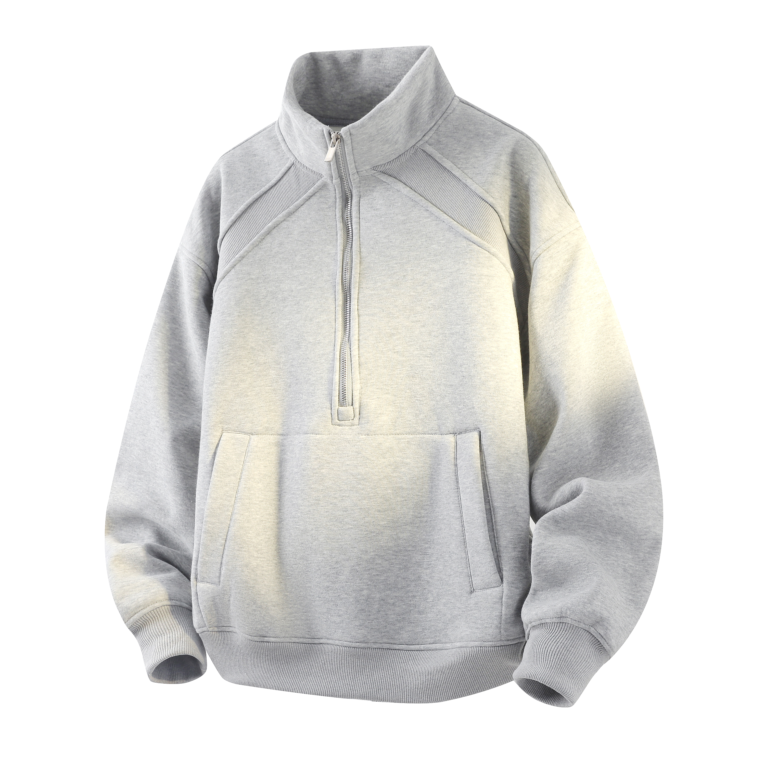 新款加绒美式复古冬季男士卫衣秋季运动上衣纯色休闲美式简约立领