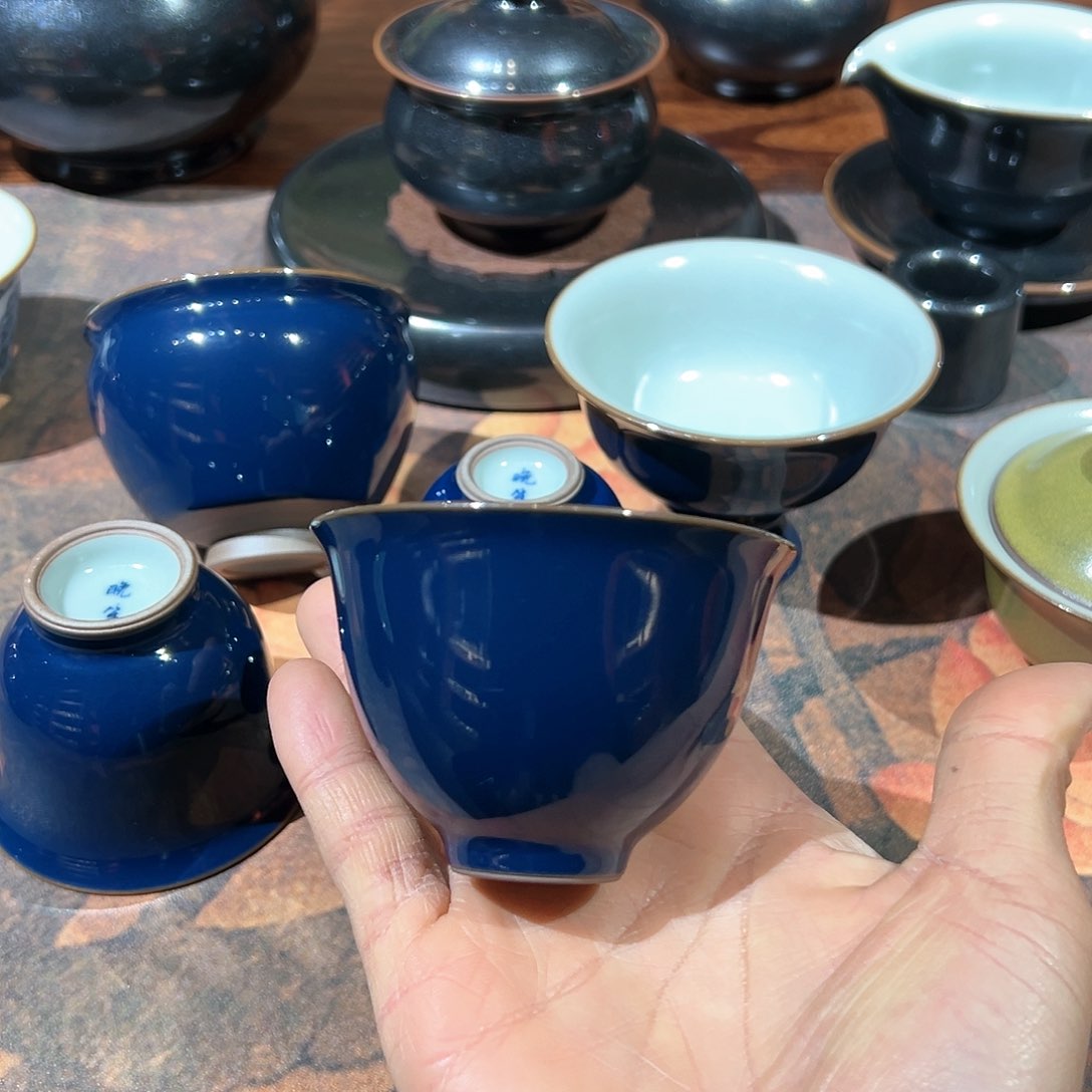 杯杯霁蓝鸡心杯杯不开片