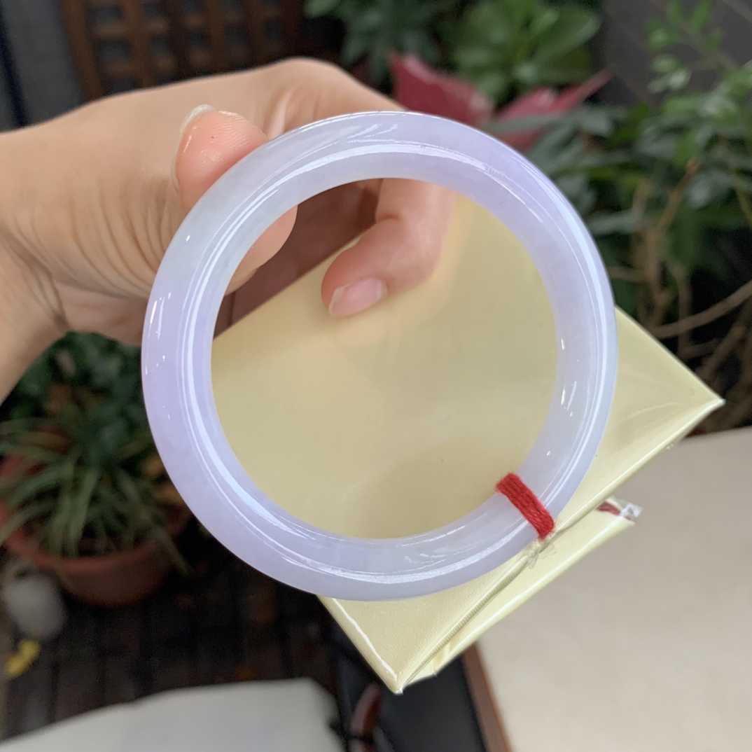 冰紫圆条手镯，特价11800，圈口56.4-9.3-9.4，天然缅A翡翠小纹