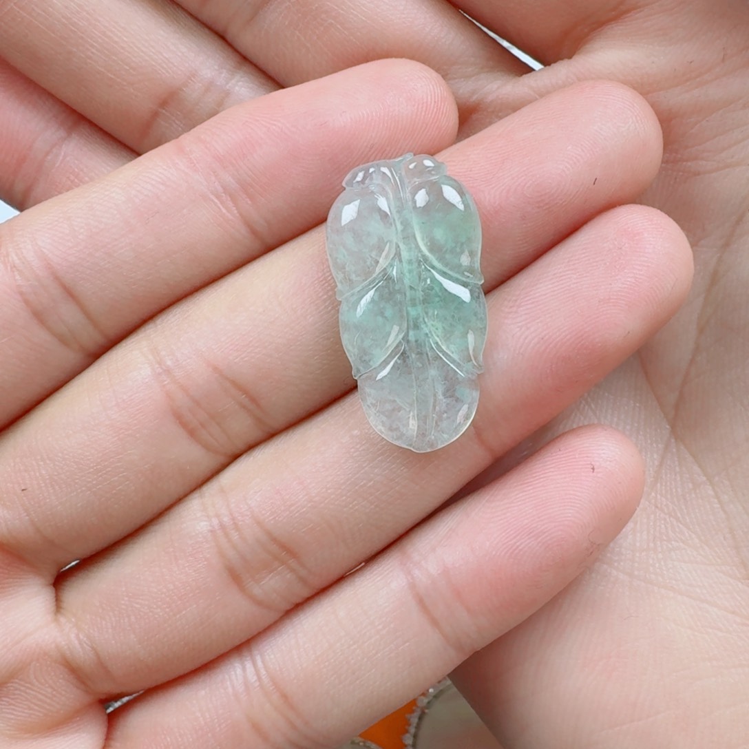 未镶嵌定制翡翠快****星天然缅甸A货翡翠冰叶子