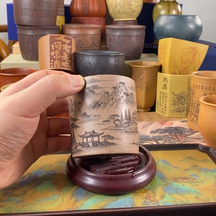 紫砂茶杯段泥竹节杯