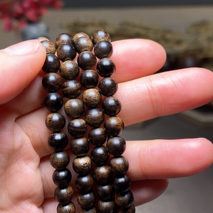 沉香手串越南芽庄白棋楠瘤疤0.6×108
