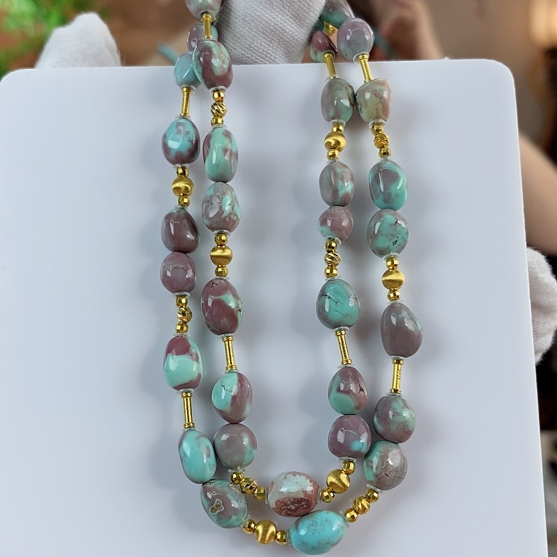 绿松石珠宝奇石18K金镶嵌