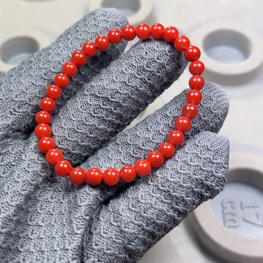 南红玛瑙锦红手串未镶嵌