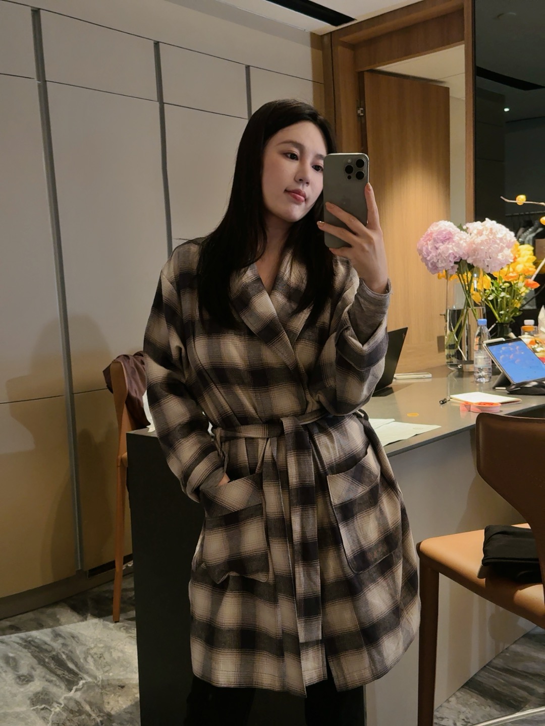 新款绣花字母薄款宽松立领时尚运动风百搭 浴袍款