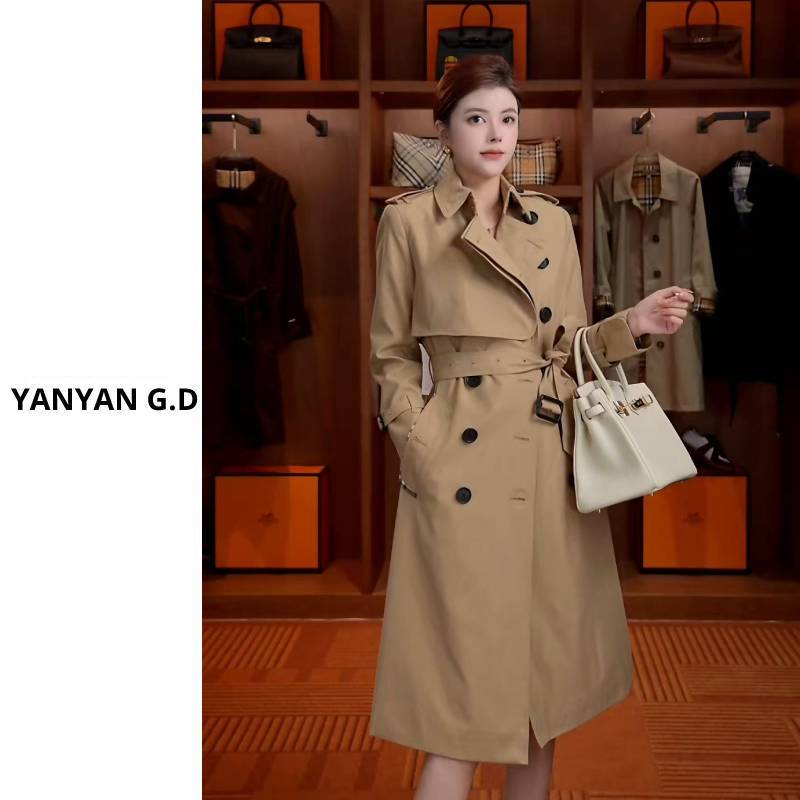 YAN-经典时尚百搭长款防水面料风衣外套19723