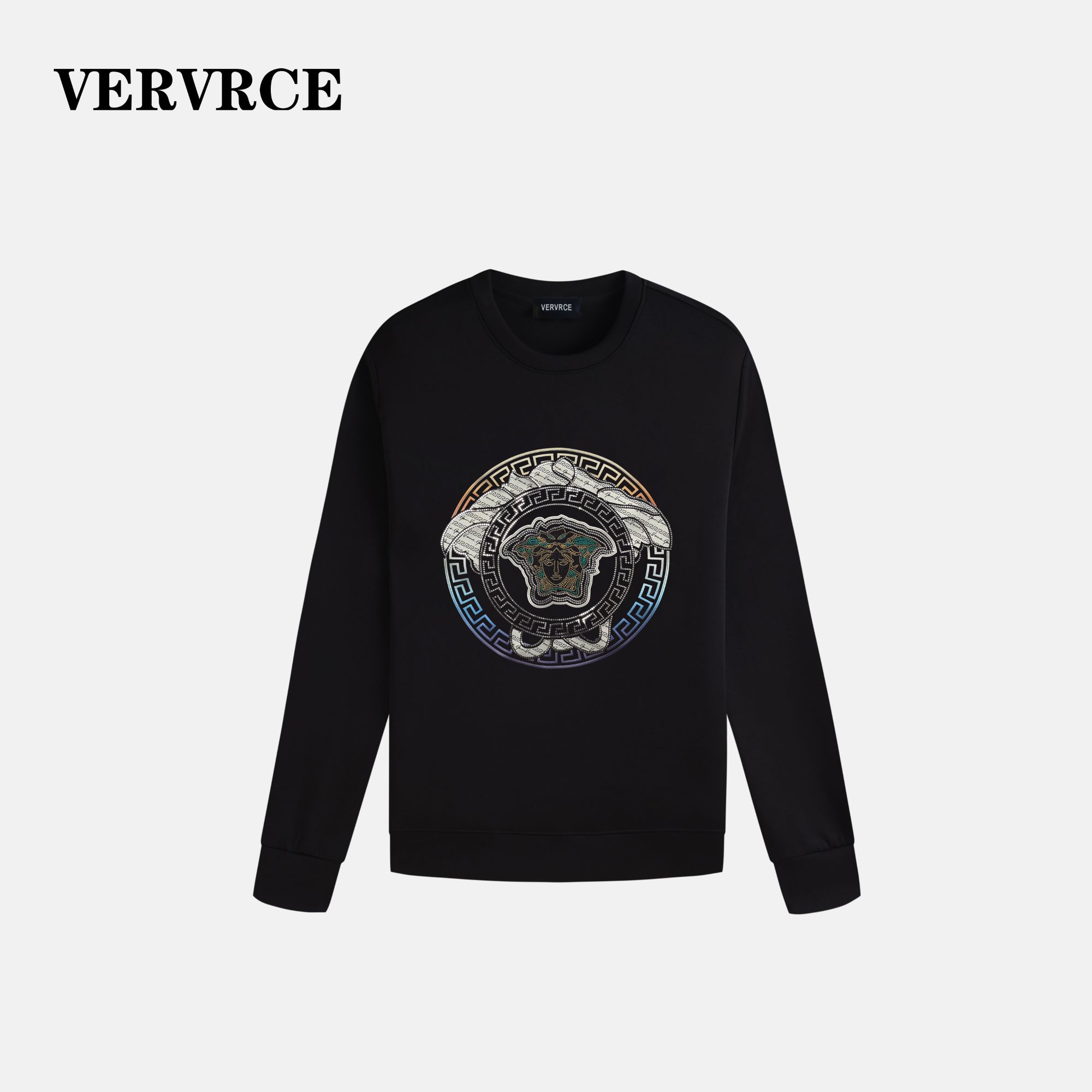 VERVRCE/Crystal秋季烫钻卫衣圆领舒适男士经典高级感休闲长袖