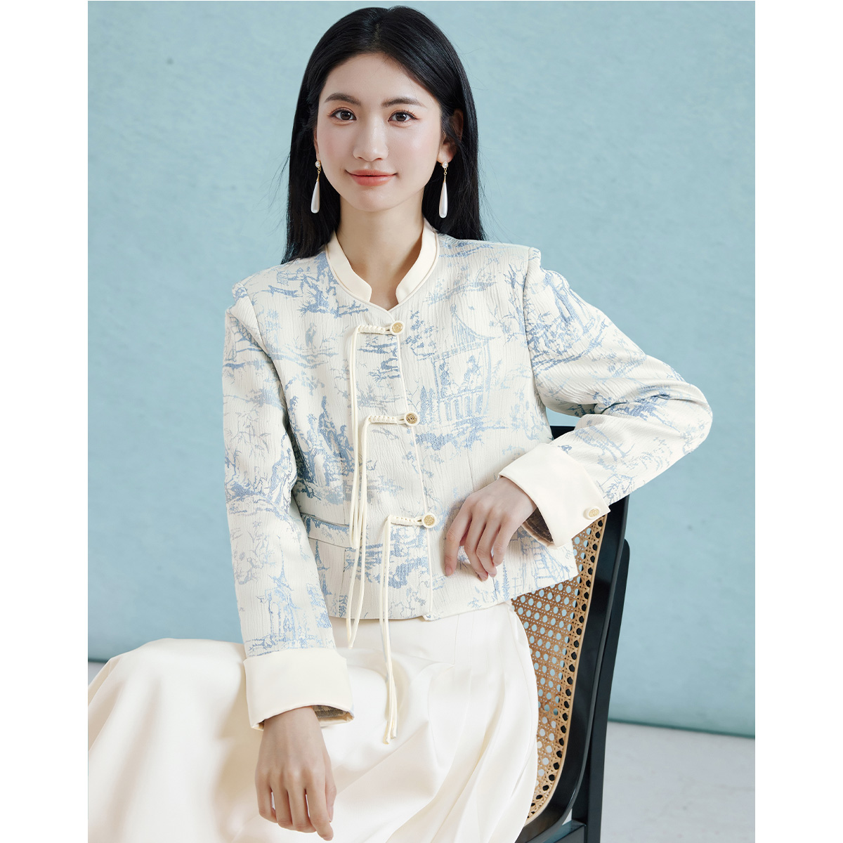 12263【大叔专享】朗文斯汀新中式国风盘扣短外套DAMW4103A12263