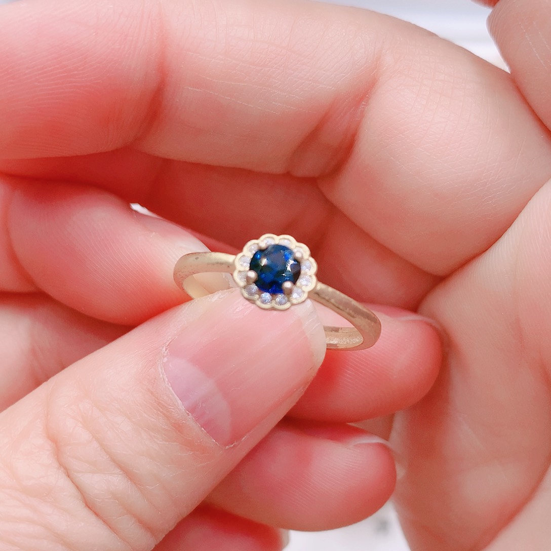 蓝宝石戒指银S925镶嵌