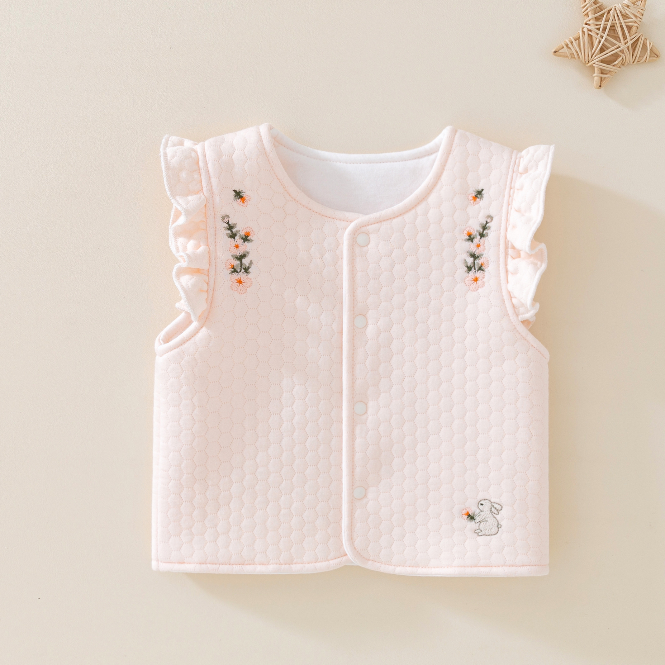 春秋冬季婴儿纯棉马甲满月夹棉背心女宝宝保暖坎肩上衣外套小马夹