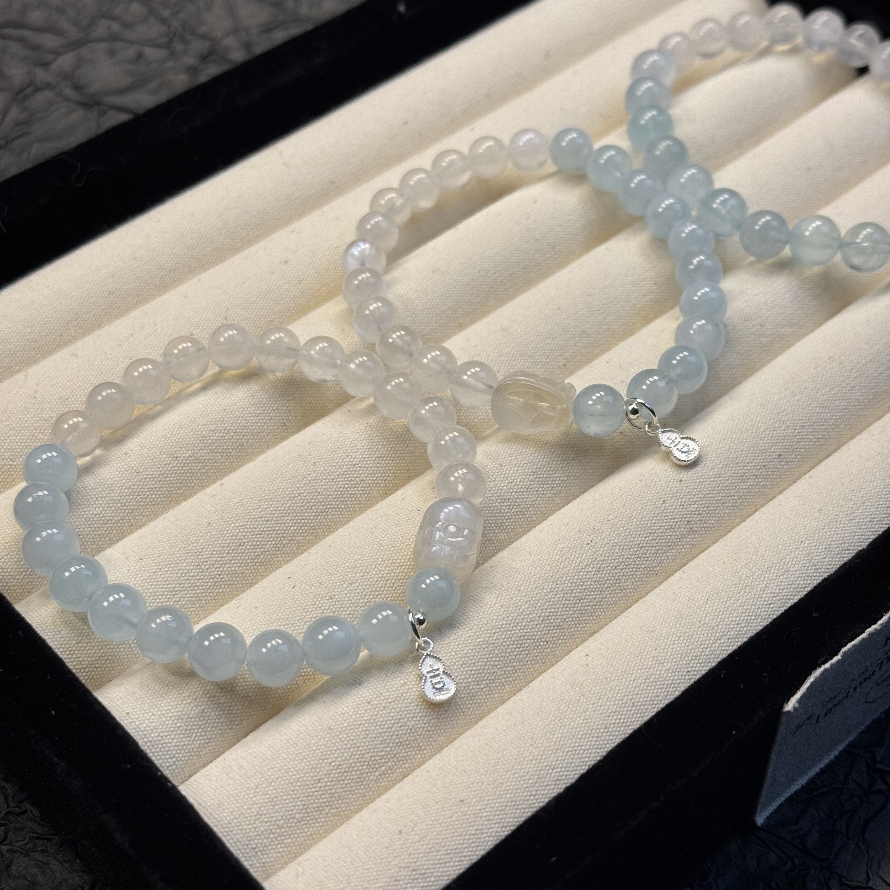 海蓝宝➕蓝月光貔貅设计款手串7mm+多样性发一D107