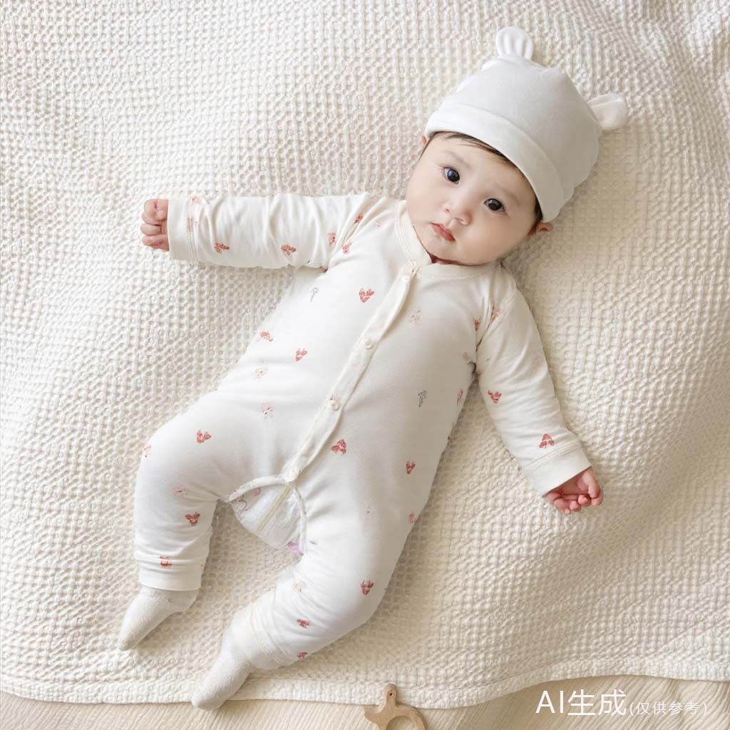 【单层开档】棉宝舒秋款单层纯棉73-100码透气保暖开档连体衣