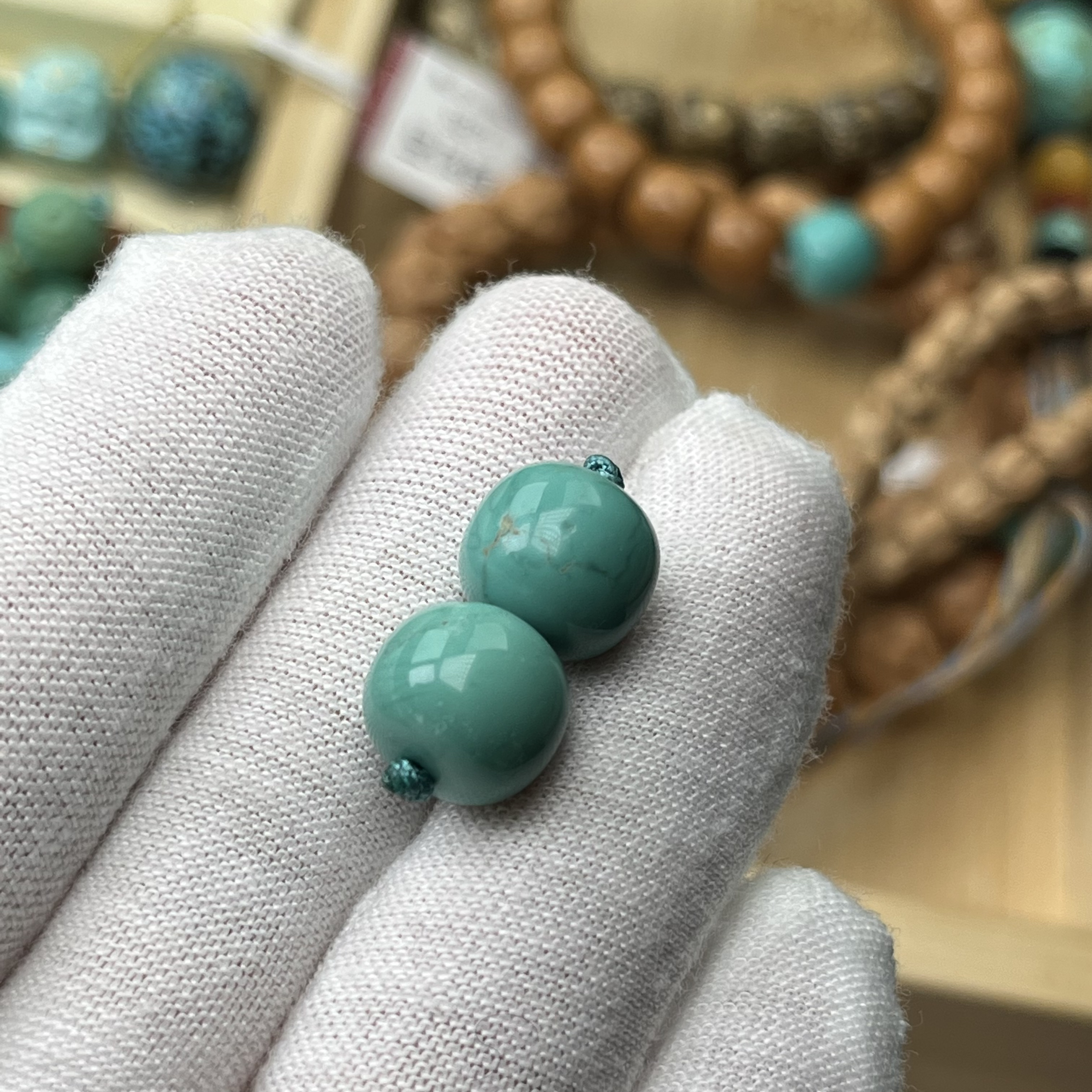 天然原矿绿松石配饰10.9mm