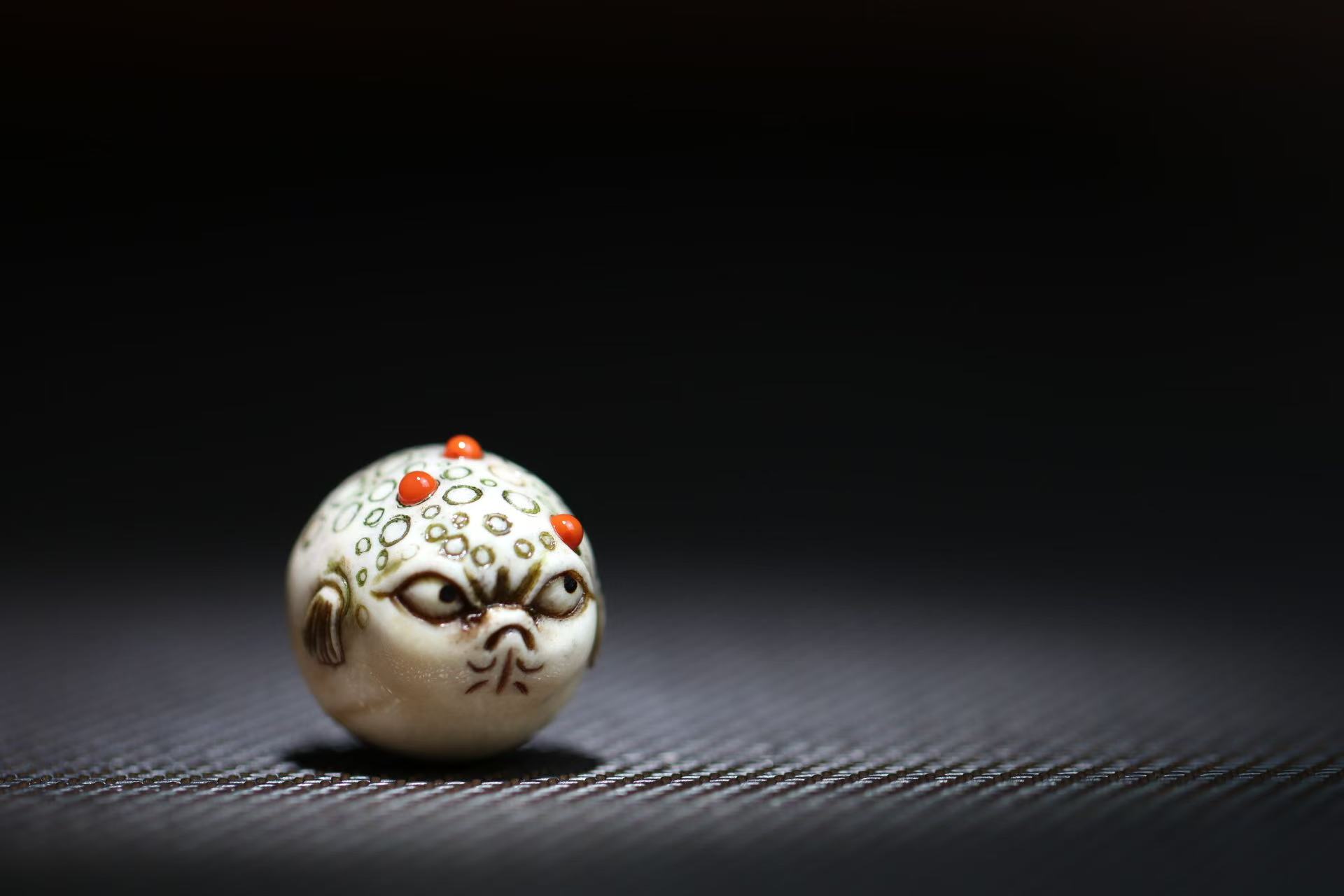 河豚 爱生气 逗趣可爱 根付作品 文玩把件 方颜雕刻 创意 个性