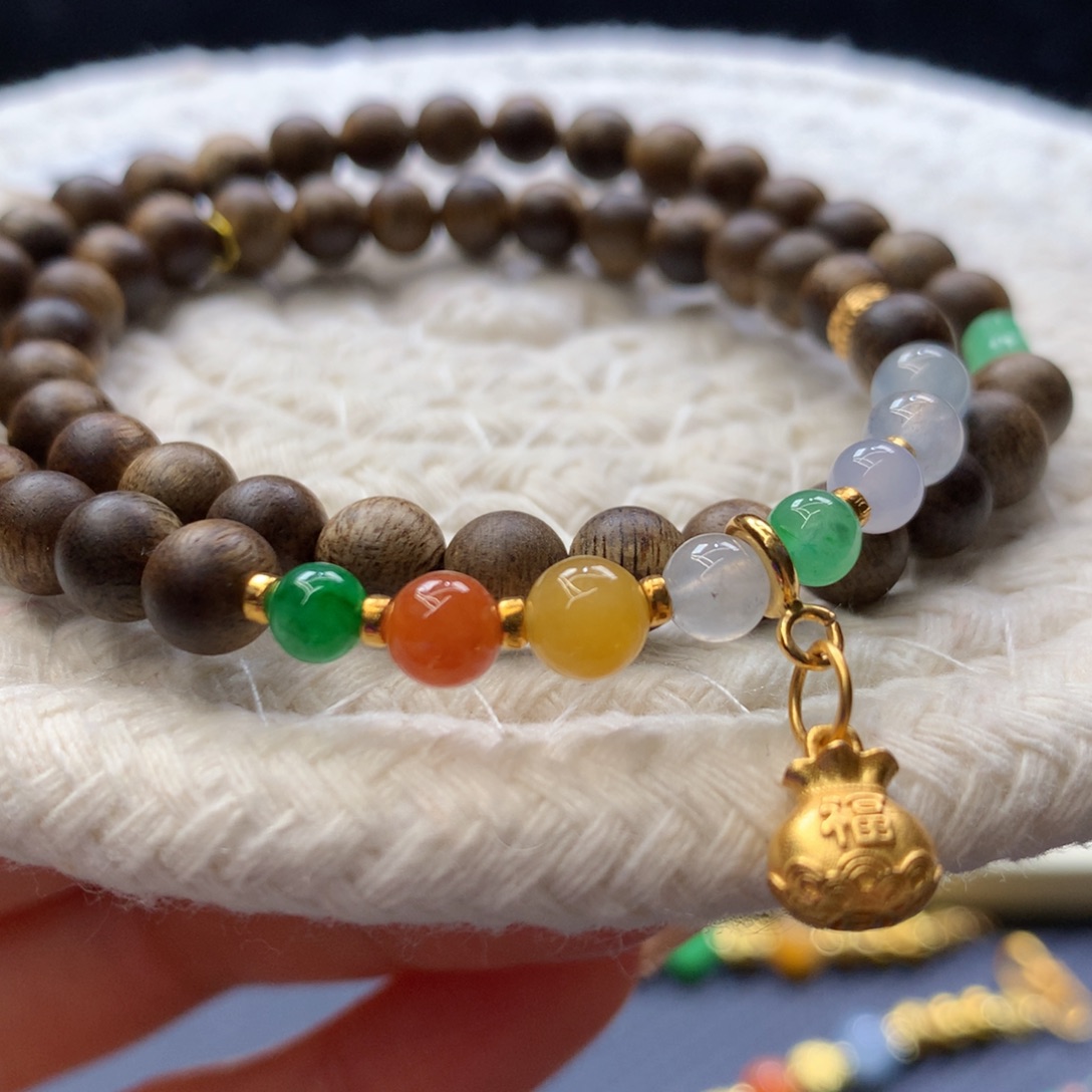 定制翡翠未镶嵌 毛货抛光定制 浓色彩珠 卡4+～卡5+