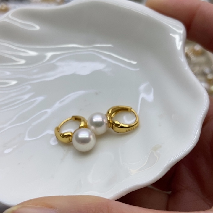 海水珍珠耳饰银S925镶嵌